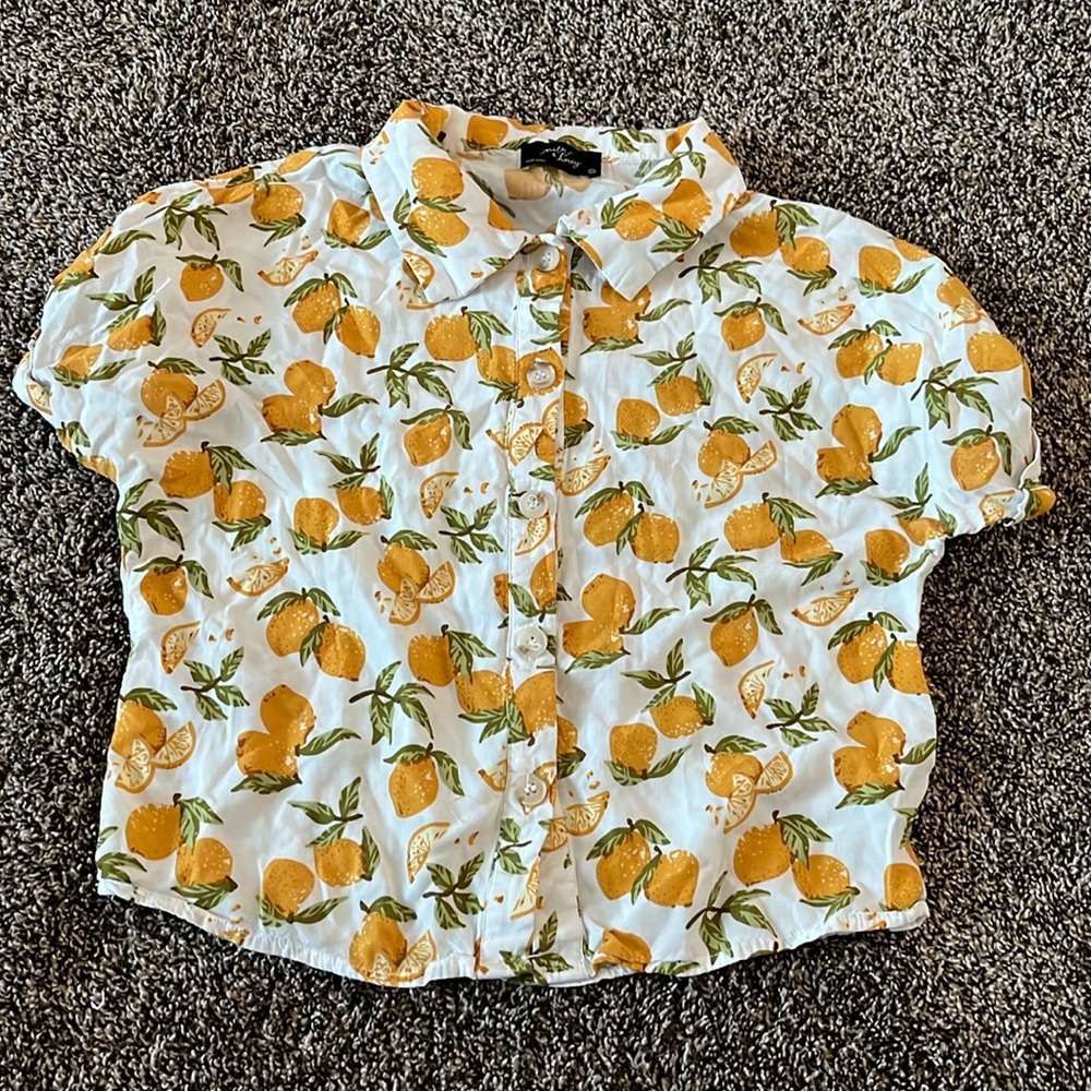 Button Up Lemon Shirt for Women and Girls